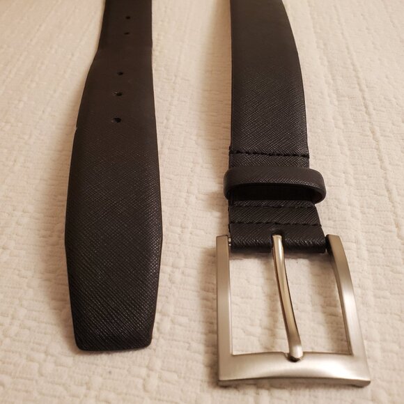 Van Heusen Mens Black Textured Synthetic Casual Dress Belt - 43” - Picture 2 of 11